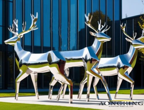 Modern Popular Polished Metal Reindeer Statues Christmas