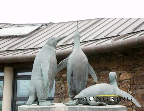 Embrace Natural Charm Bronze Penguin Yard Statues