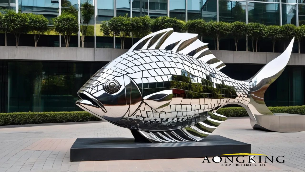 stainless steel fish statue