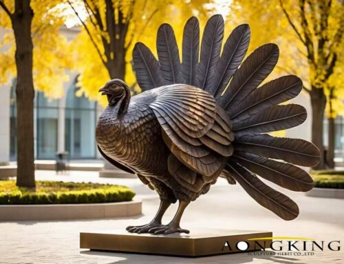 Large Standing High-Quality Bronze Wild Turkey Sculpture