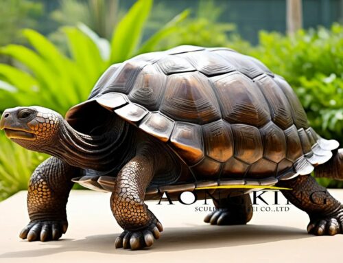Garden Decor Detailed Bronze Aldabra Giant Tortoise Statue