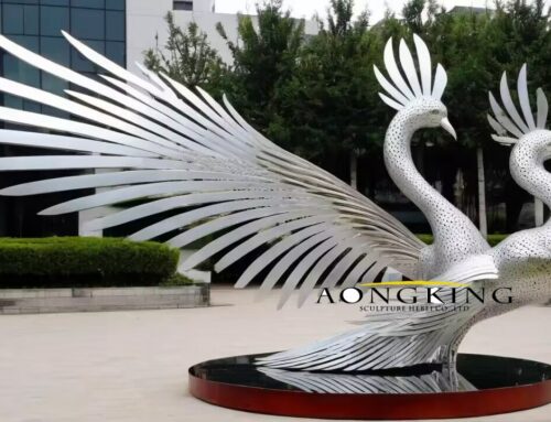Mesmerizing Elegant Aluminum Spray-Painted Phoenix Sculptures