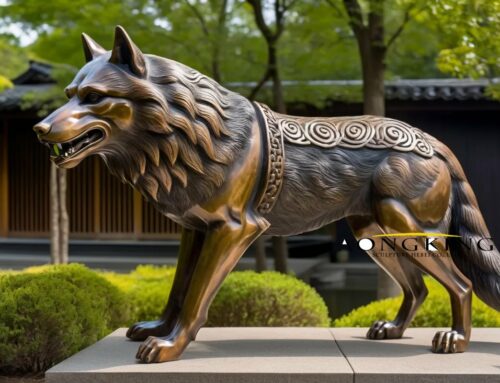 Ancient Rome Life-Size Bronze Ainu Wolf Sculpture for Sale