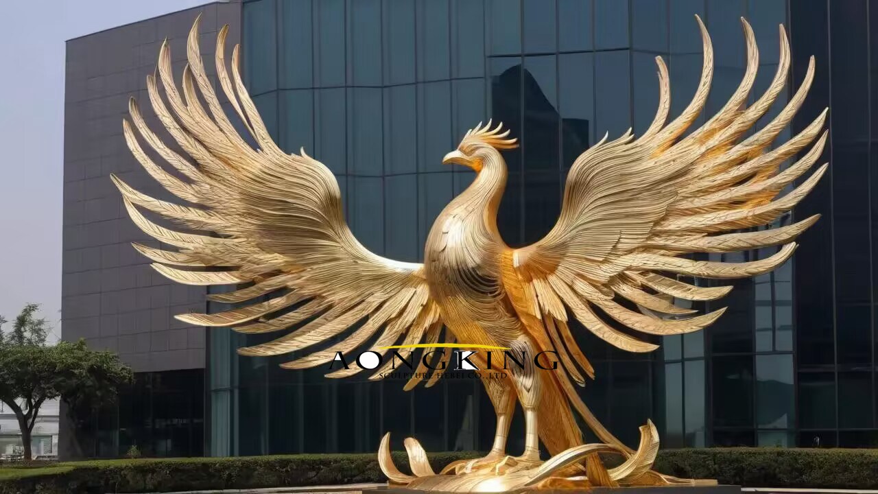 cast iron-spray painting phoenix statue
