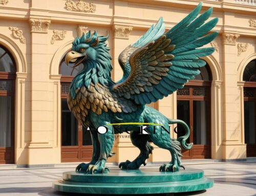 Elegance for Your Sanctuary Green Bronze Griffin Statue