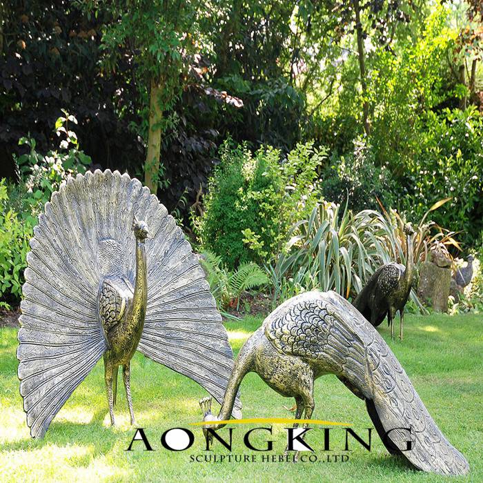 High Quality Bronze pair of stunning peacock sculptures