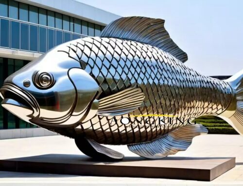 A Gleaming Symbol of Elegance Stainless Steel Carp Sculpture