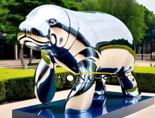 Modern Decoration Polished Stainless Steel Manatee Sculpture