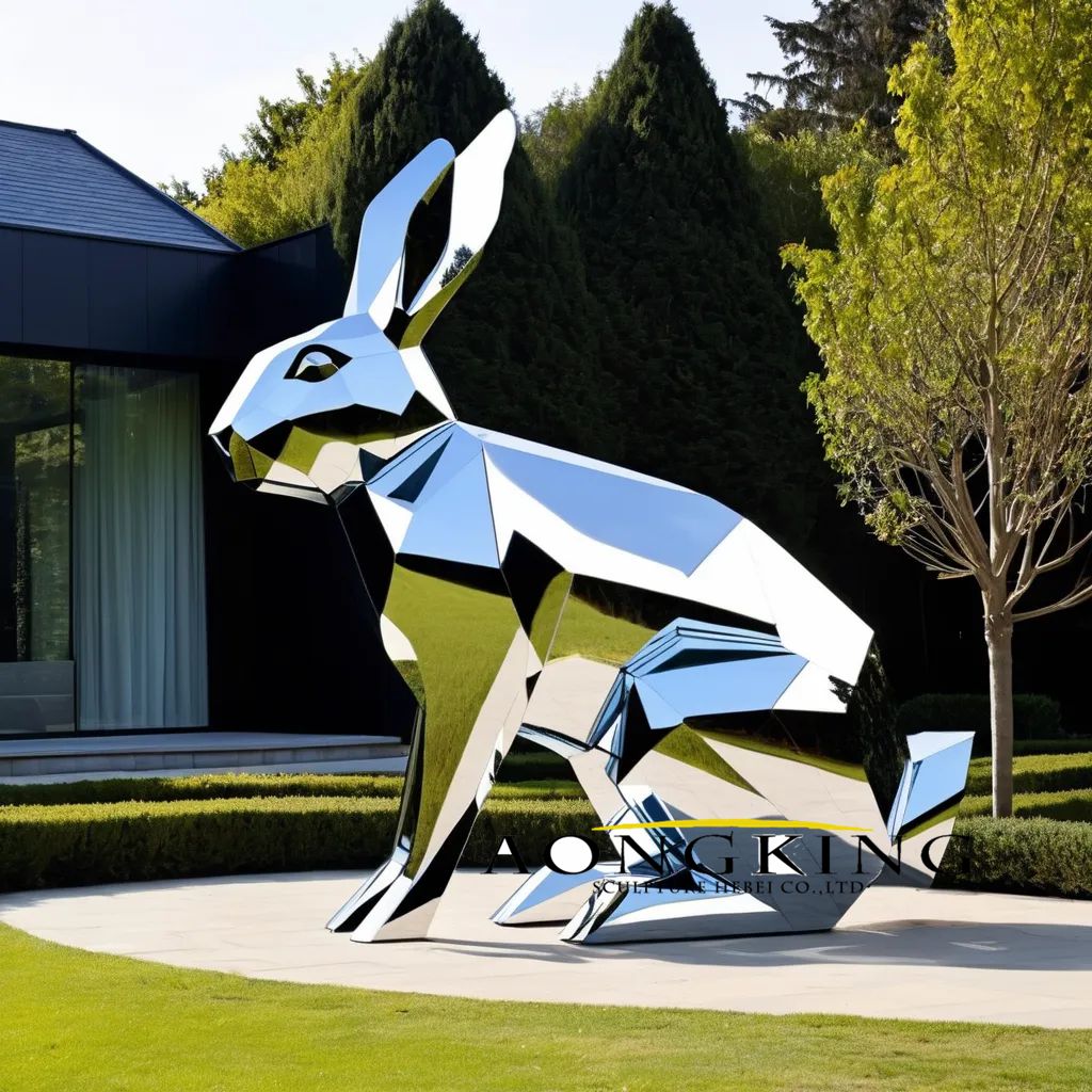 stainless steel rabbit statue