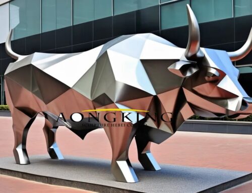 Strength and Modernity Iconic Stainless Steel Ox Statue